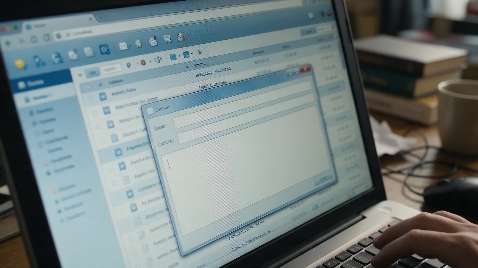 Un correo web de 2011 con el mensaje a medio escribir: el gag del correo en directo