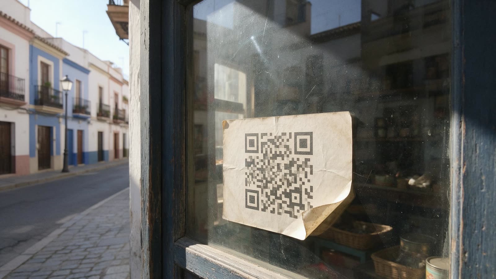 Un código QR pegado en un escaparate en 2012, uno de los temas del programa